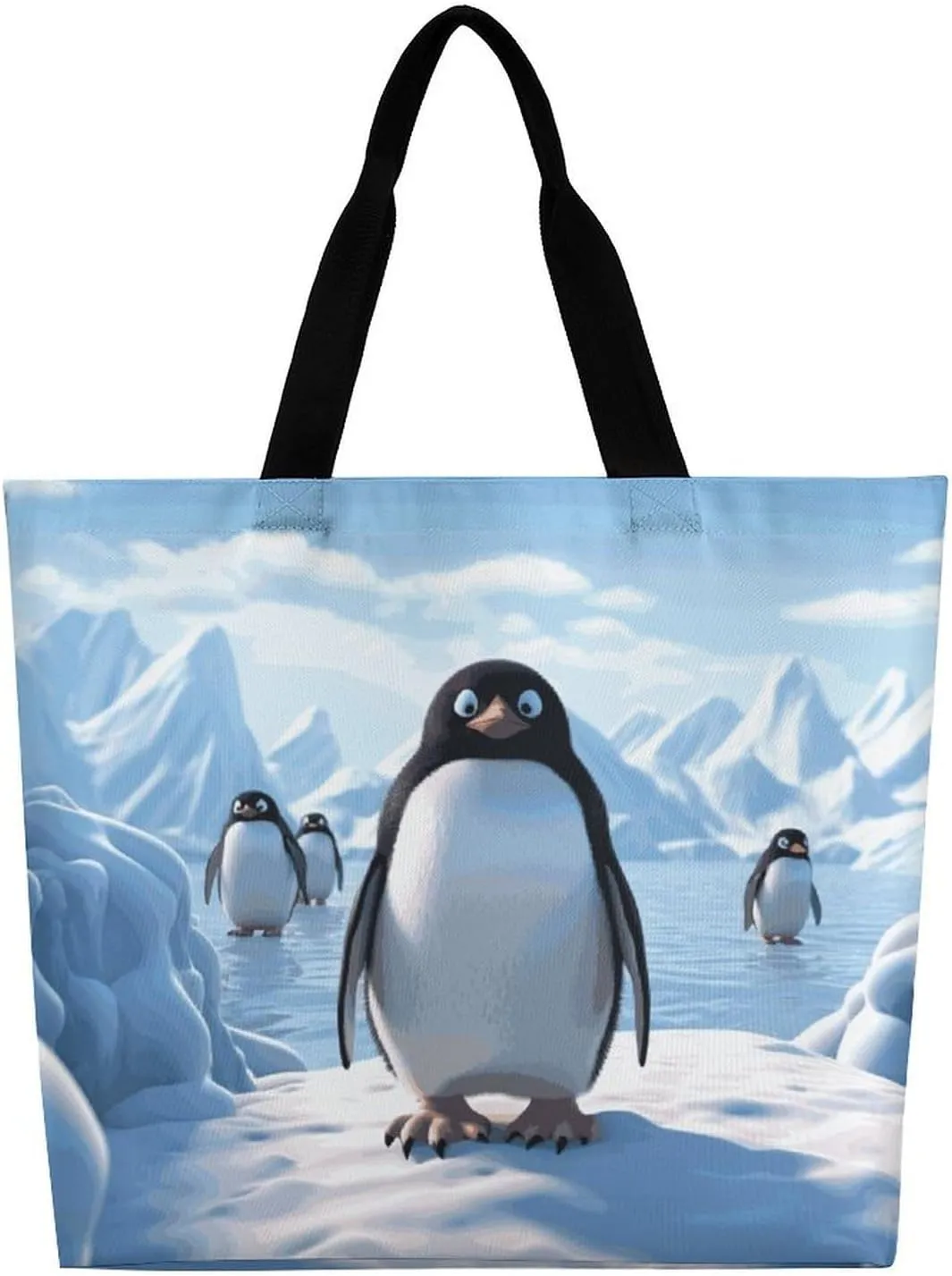 Angel with Blue Wings Tote Bags, Reusable Grocery Bags, Large Shopping Bag, Shoulder Bag for Women