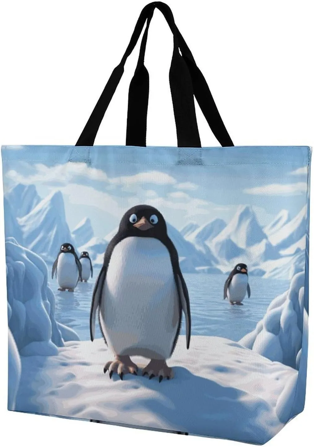 Angel with Blue Wings Tote Bags, Reusable Grocery Bags, Large Shopping Bag, Shoulder Bag for Women