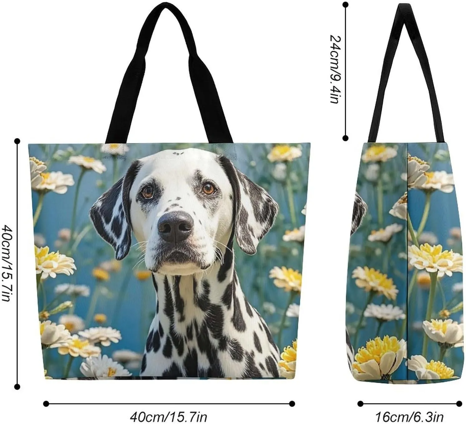 Angel with Blue Wings Tote Bags, Reusable Grocery Bags, Large Shopping Bag, Shoulder Bag for Women