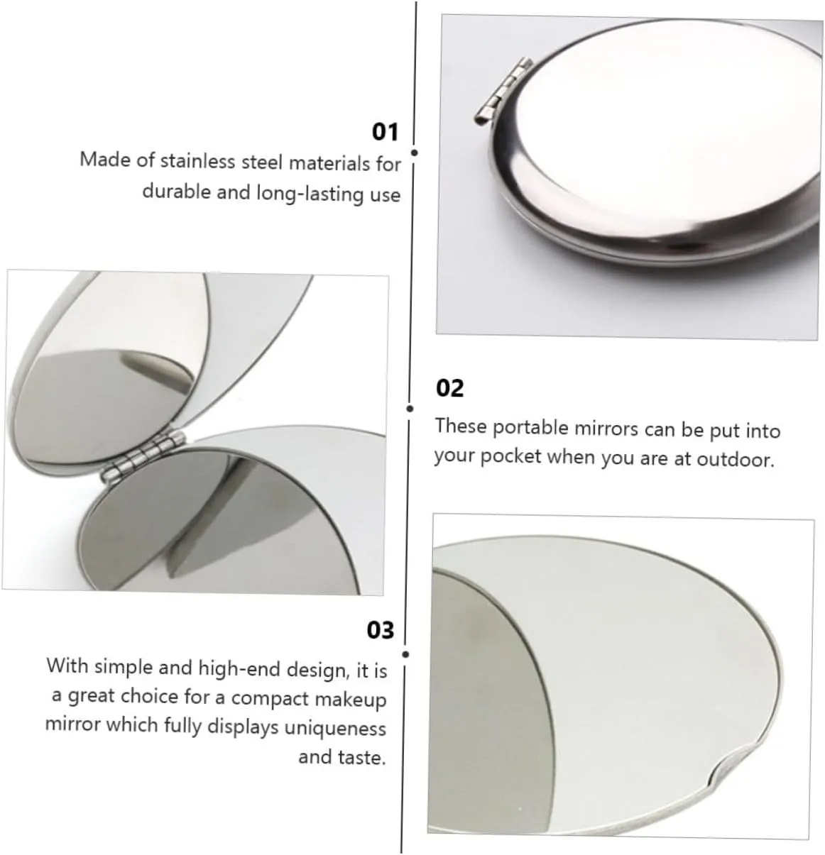 Angoily 1pc Vanity Mirror Mirrors Purses Travel Tote Round Mini Double-Sided Mirror Handbag Woman Small