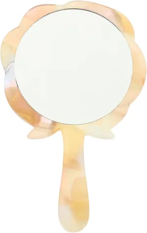 Angoily Elegant Acetic Acid Makeup Mirror Compact Travel Mirror for Women Girls Hand Mirror Flower Shape