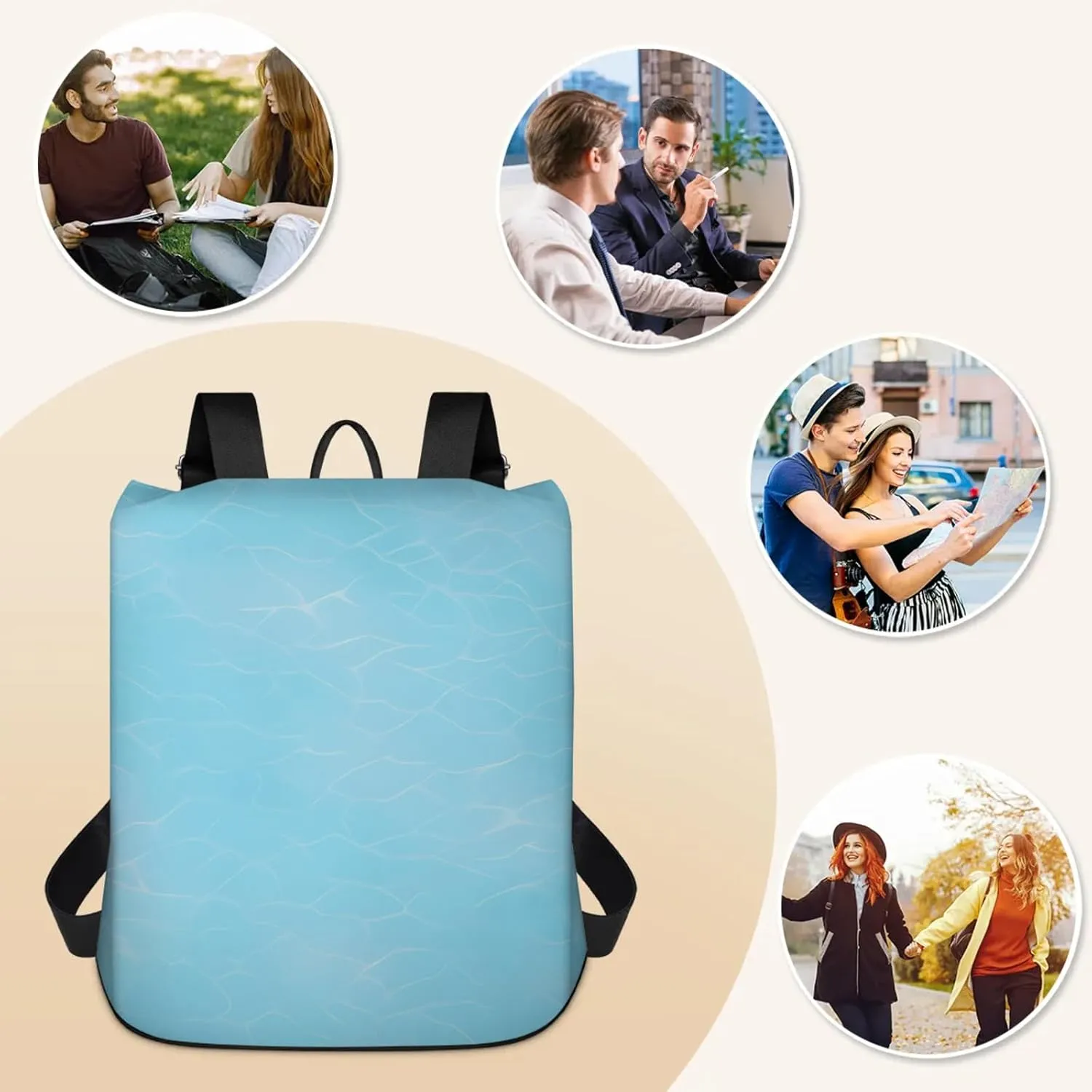 Anti-Theft Backpack for Women Blue Sea Water Lightweight Mini Backpack Purse Small Travel Backpack with Secure Zipper Fashion Backpack Purses for Women Daily Use & Gifts