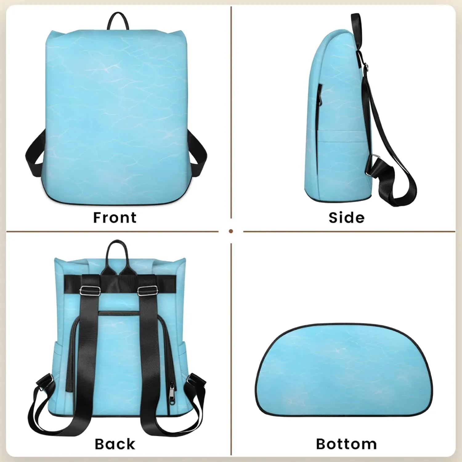 Anti-Theft Backpack for Women Blue Sea Water Lightweight Mini Backpack Purse Small Travel Backpack with Secure Zipper Fashion Backpack Purses for Women Daily Use & Gifts