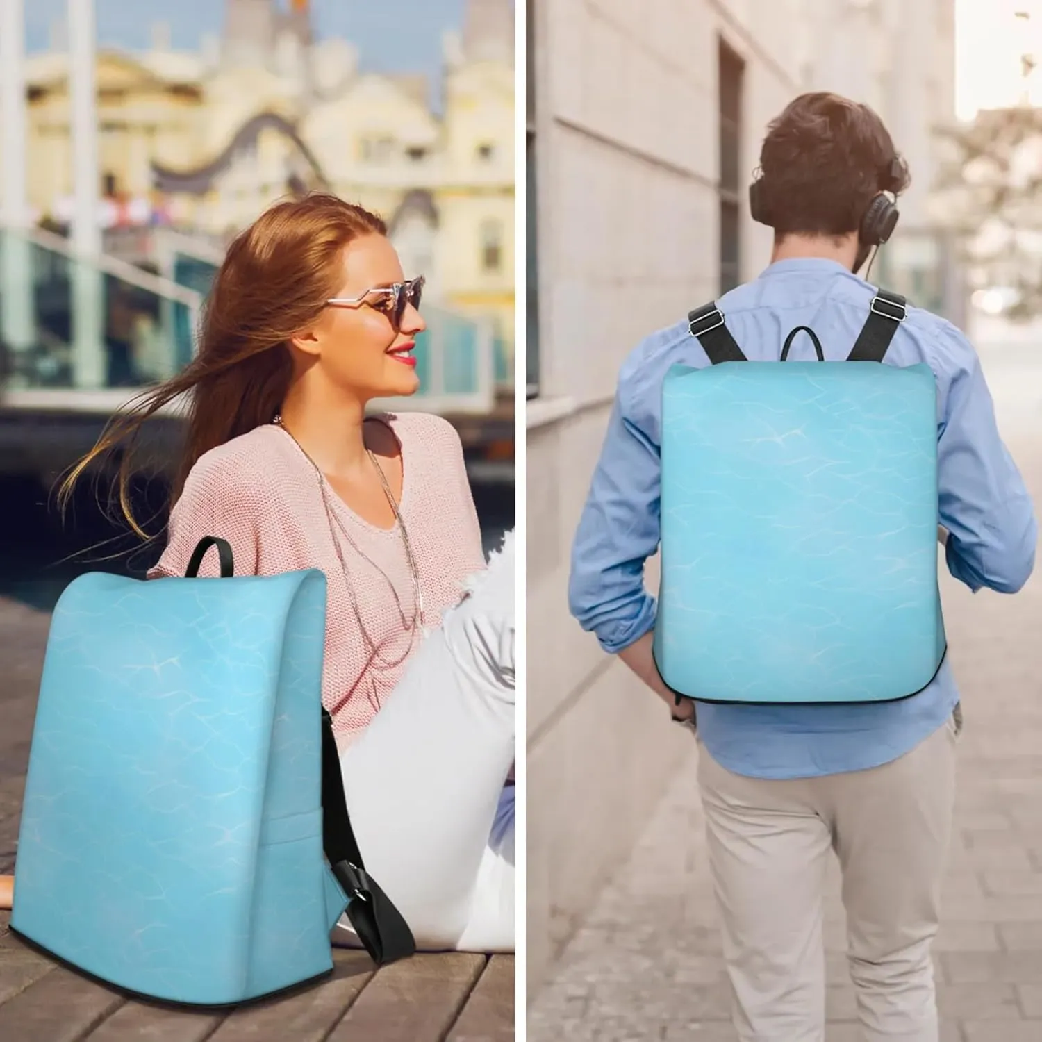 Anti-Theft Backpack for Women Blue Sea Water Lightweight Mini Backpack Purse Small Travel Backpack with Secure Zipper Fashion Backpack Purses for Women Daily Use & Gifts