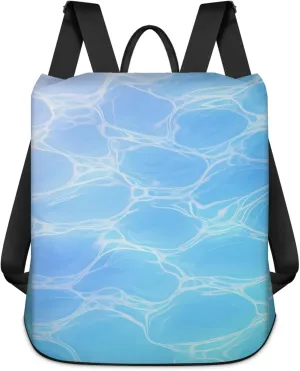 Anti-Theft Backpack for Women Geometric Sea Water Lightweight Mini Backpack Purse Small Travel Backpack with Secure Zipper Fashion Backpack Purses for Women Daily Use & Gifts