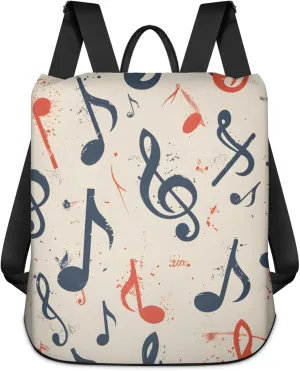Anti-Theft Backpack for Women Musical Notes Rhythm Lightweight Mini Backpack Purse Small Travel Backpack with Secure Zipper Fashion Backpack Purses for Women Daily Use & Gifts