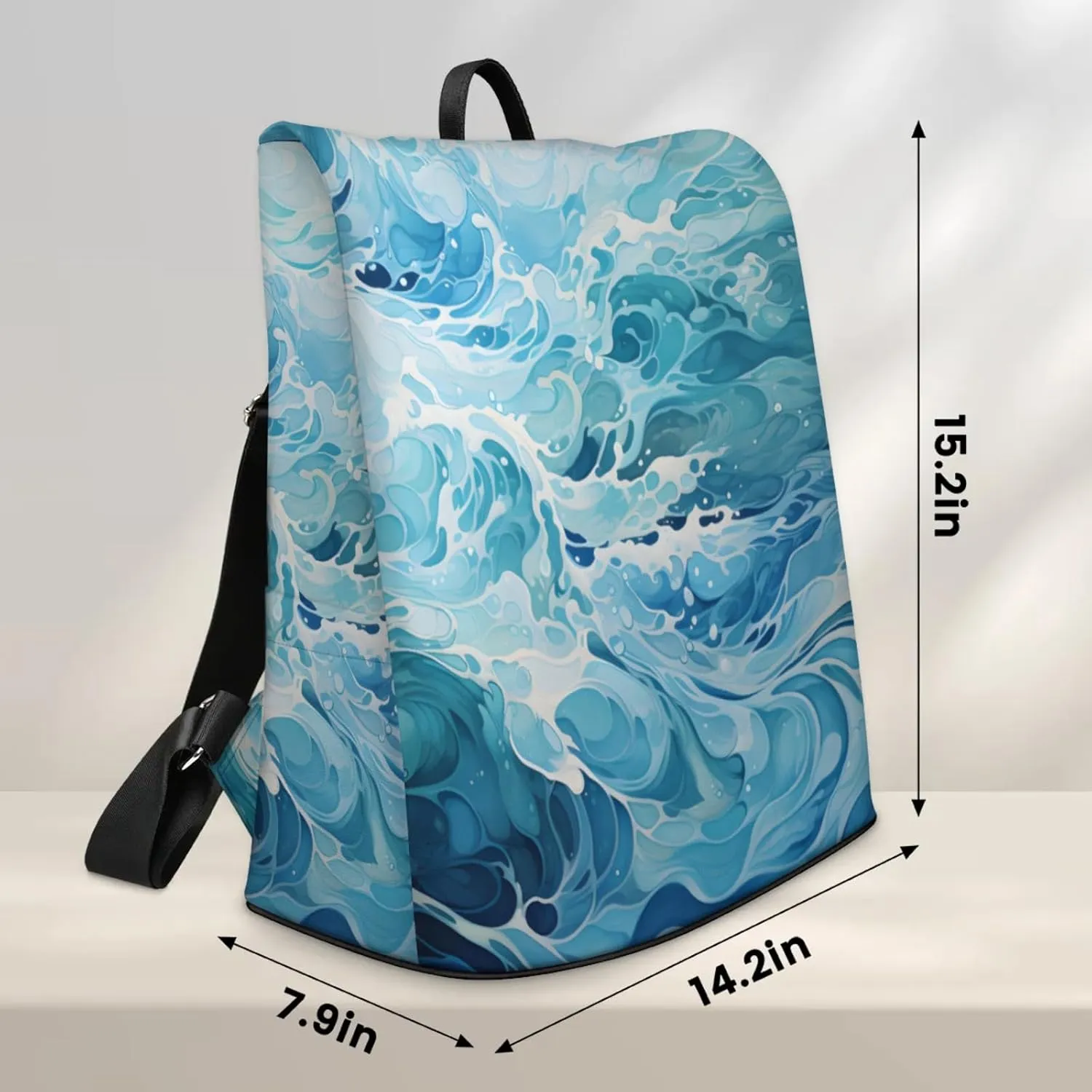 Anti-Theft Backpack for Women Turbulent Waves Lightweight Mini Backpack Purse Small Travel Backpack with Secure Zipper Fashion Backpack Purses for Women Daily Use & Gifts