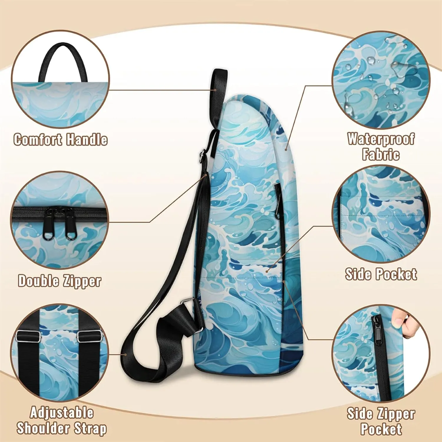 Anti-Theft Backpack for Women Turbulent Waves Lightweight Mini Backpack Purse Small Travel Backpack with Secure Zipper Fashion Backpack Purses for Women Daily Use & Gifts