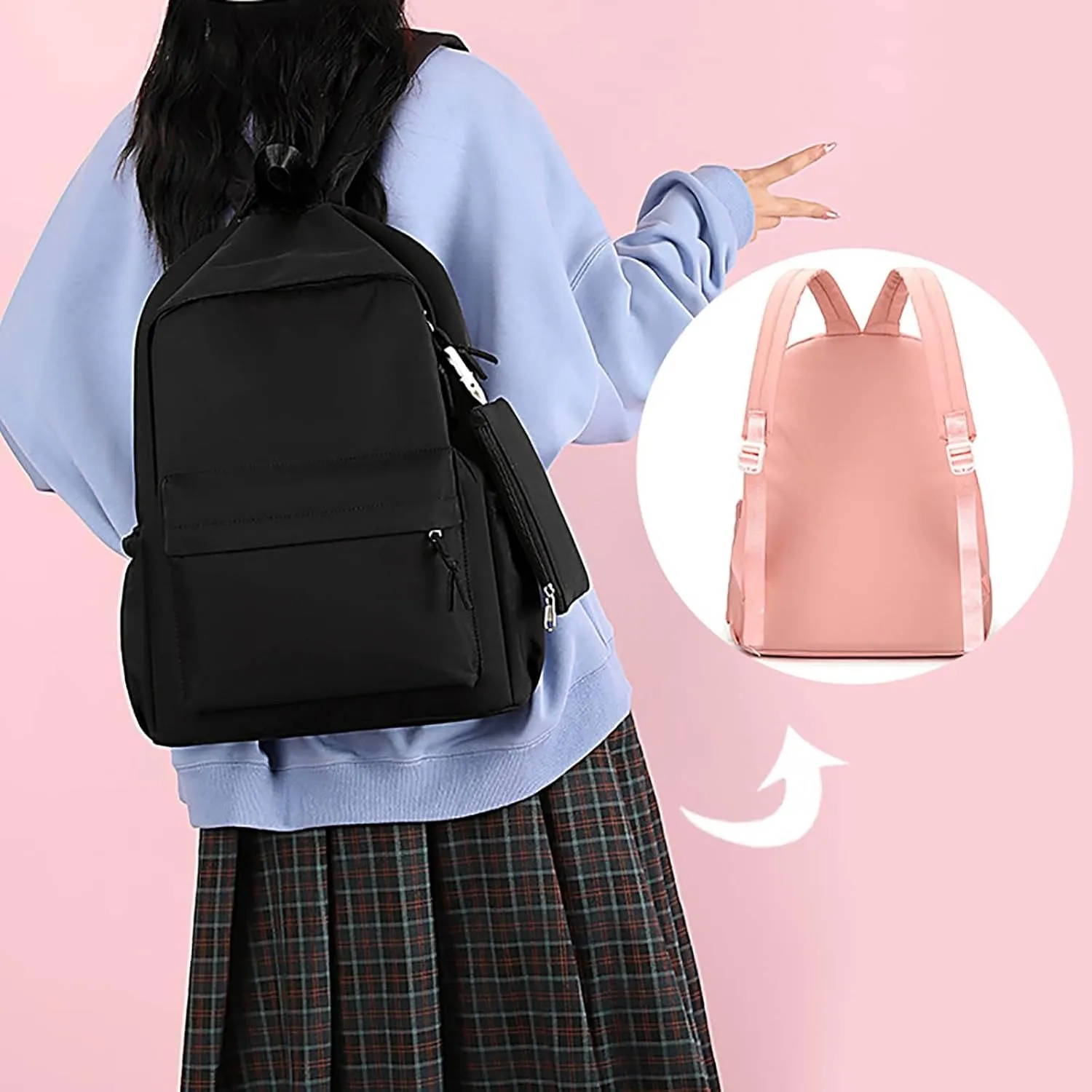 Anti Theft Backpack with Secured Zipper Soft Rucksack Ladies Shoulder Bags Medium Zipper Animal Print Rucksack(Black)