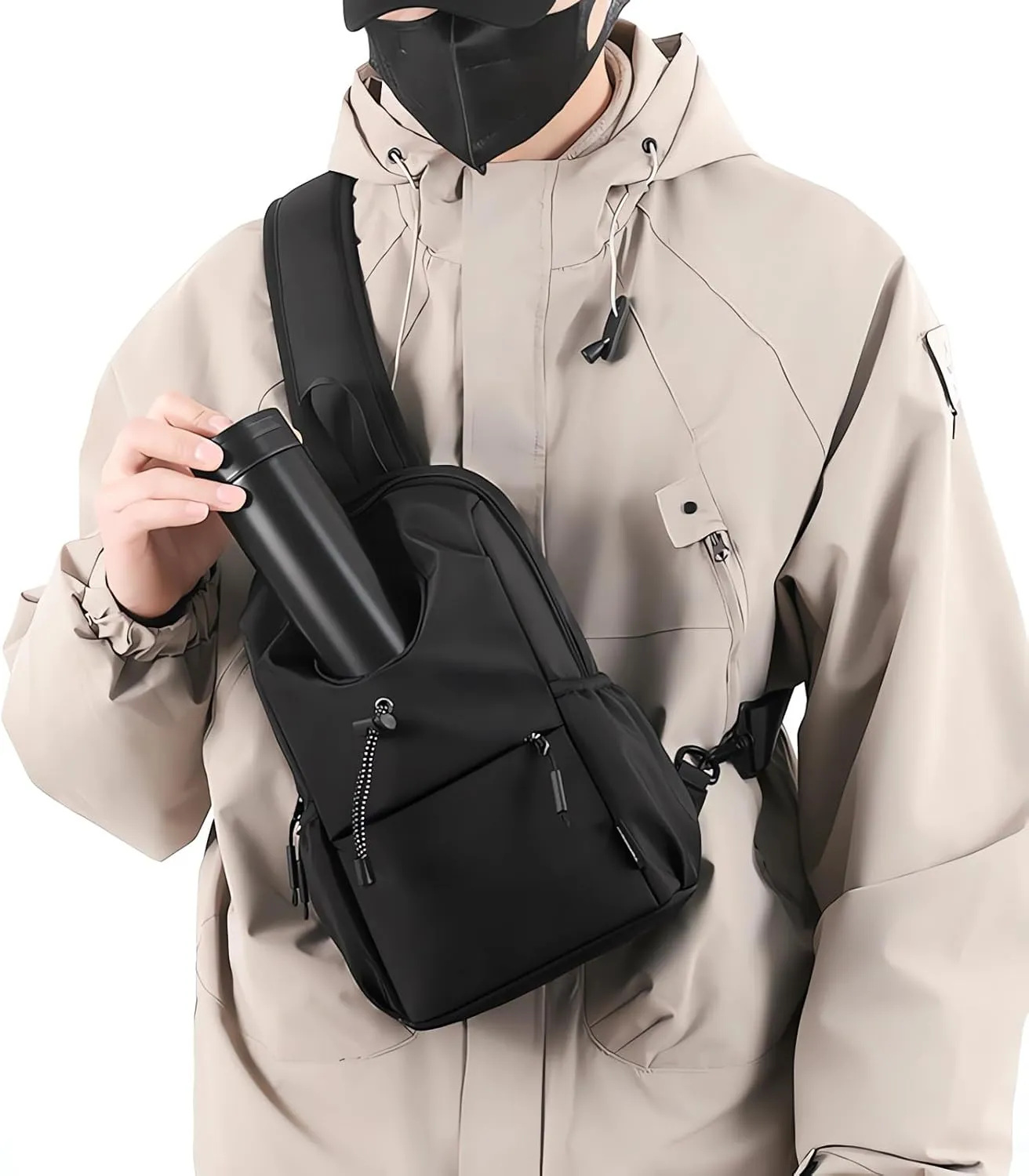 anti theft crossbody bags for women travel purse small hiking backpack for men sling chest bag with water bottle holder