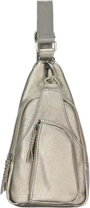 Antik Kraft Tasha Crossbody Sling (Metallic) | Vegan Leather Crossbody Bag for Women with 16-20" Strap | Sling Bags for Women with Durable Antique Brass Hardware | 7in x 2.5in x 12.5in |