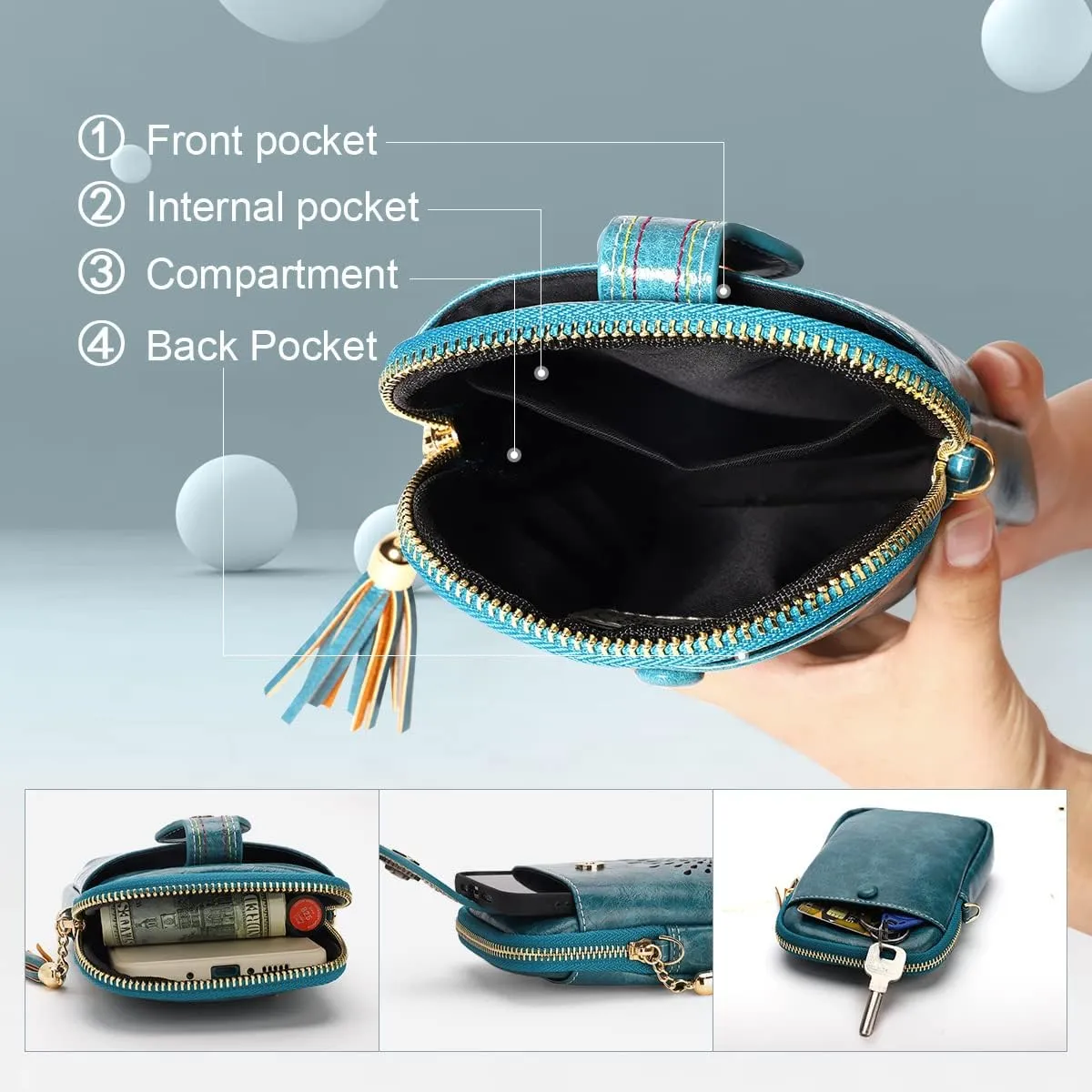 APHISON Small Crossbody Bags for Women, Lightweight Vegan Leather Cell Phone Purse, Cute Purses with Tassels