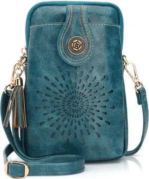 APHISON Small Crossbody Bags for Women, Lightweight Vegan Leather Cell Phone Purse, Cute Purses with Tassels