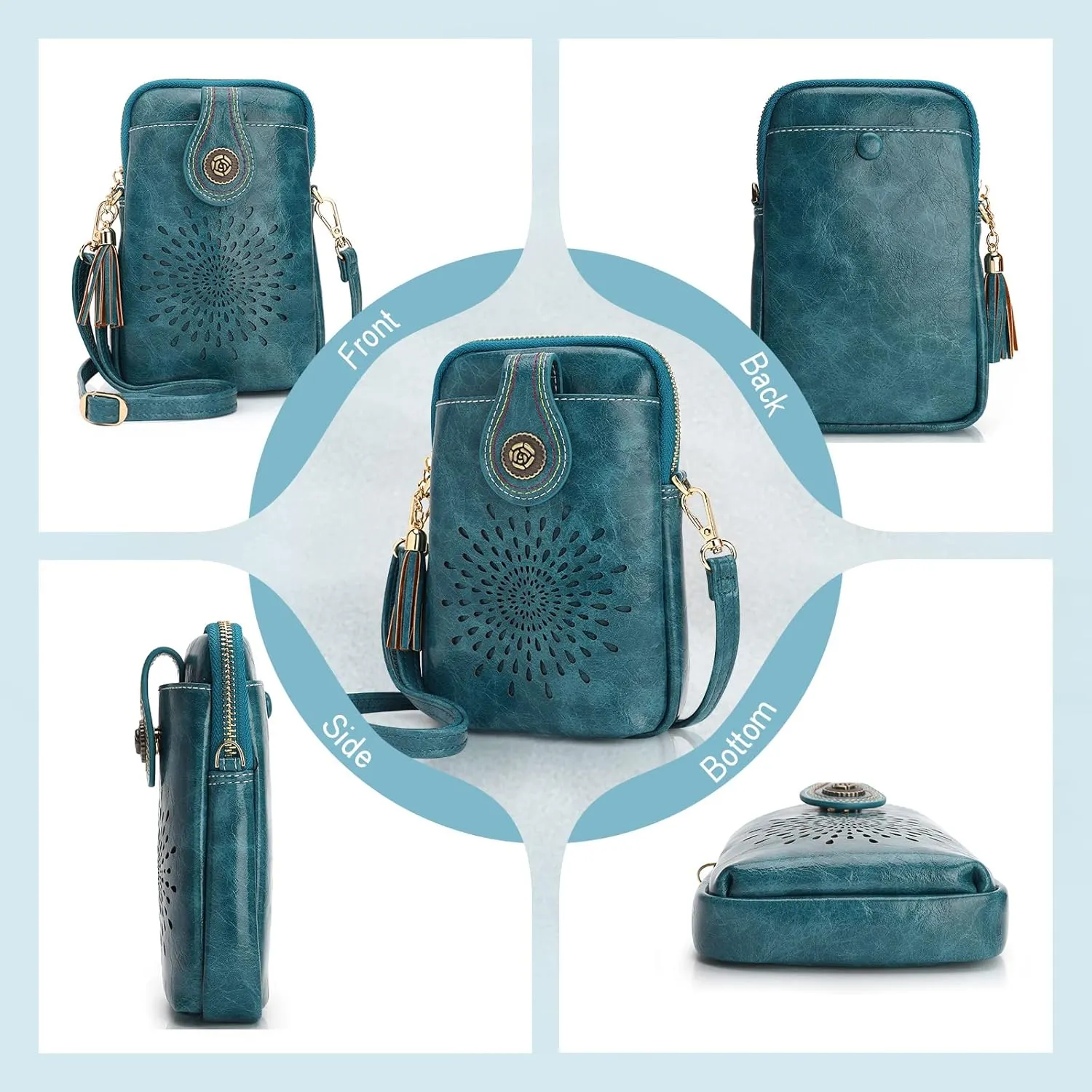 APHISON Small Crossbody Bags for Women, Lightweight Vegan Leather Cell Phone Purse, Cute Purses with Tassels