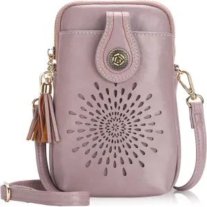 APHISON Small Crossbody Bags for Women, Lightweight Vegan Leather Cell Phone Purse, Cute Purses with Tassels