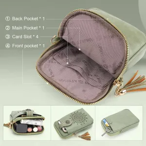 APHISON Small Crossbody Bags for Women, Lightweight Vegan Leather Cell Phone Purse, Cute Purses with Tassels