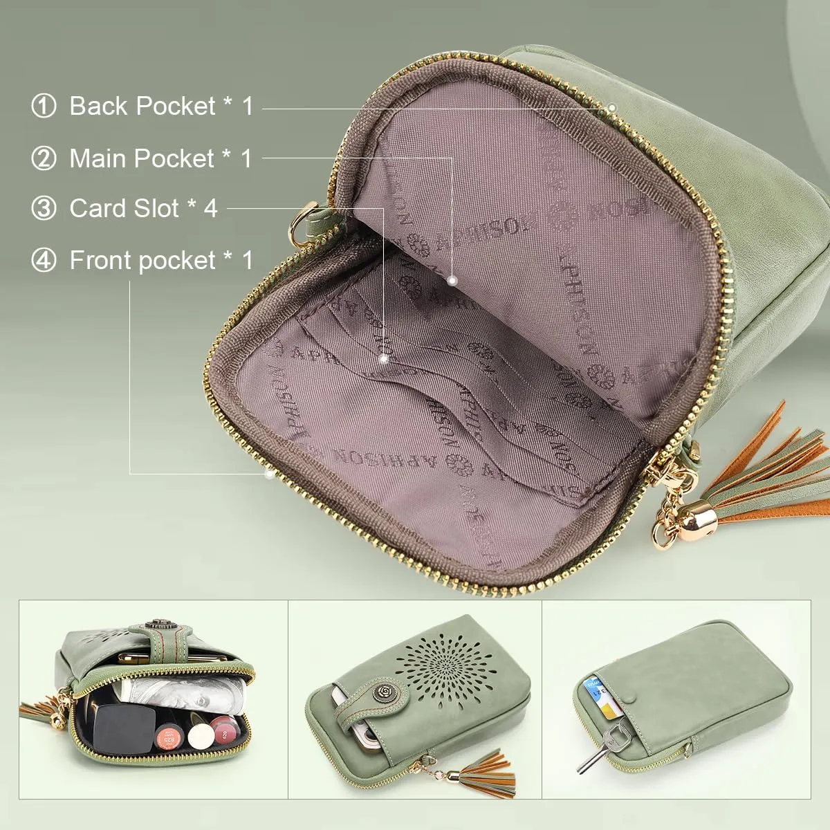 APHISON Small Crossbody Bags for Women, Lightweight Vegan Leather Cell Phone Purse, Cute Purses with Tassels