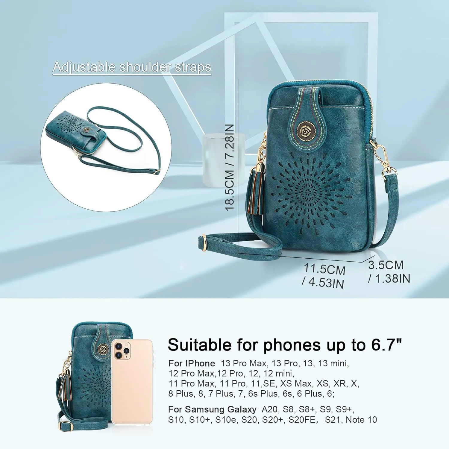 APHISON Small Crossbody Bags for Women, Lightweight Vegan Leather Cell Phone Purse, Cute Purses with Tassels