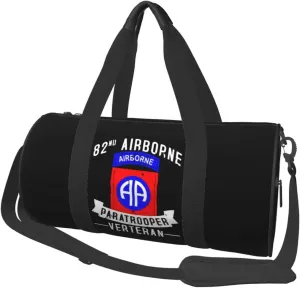 ARESU 82nd Airborne Division Paratrooper Army Veteran Duffel Bag Gym Bag Sports Bags Foldable Travel Bag Multipurpose Backpack, Black