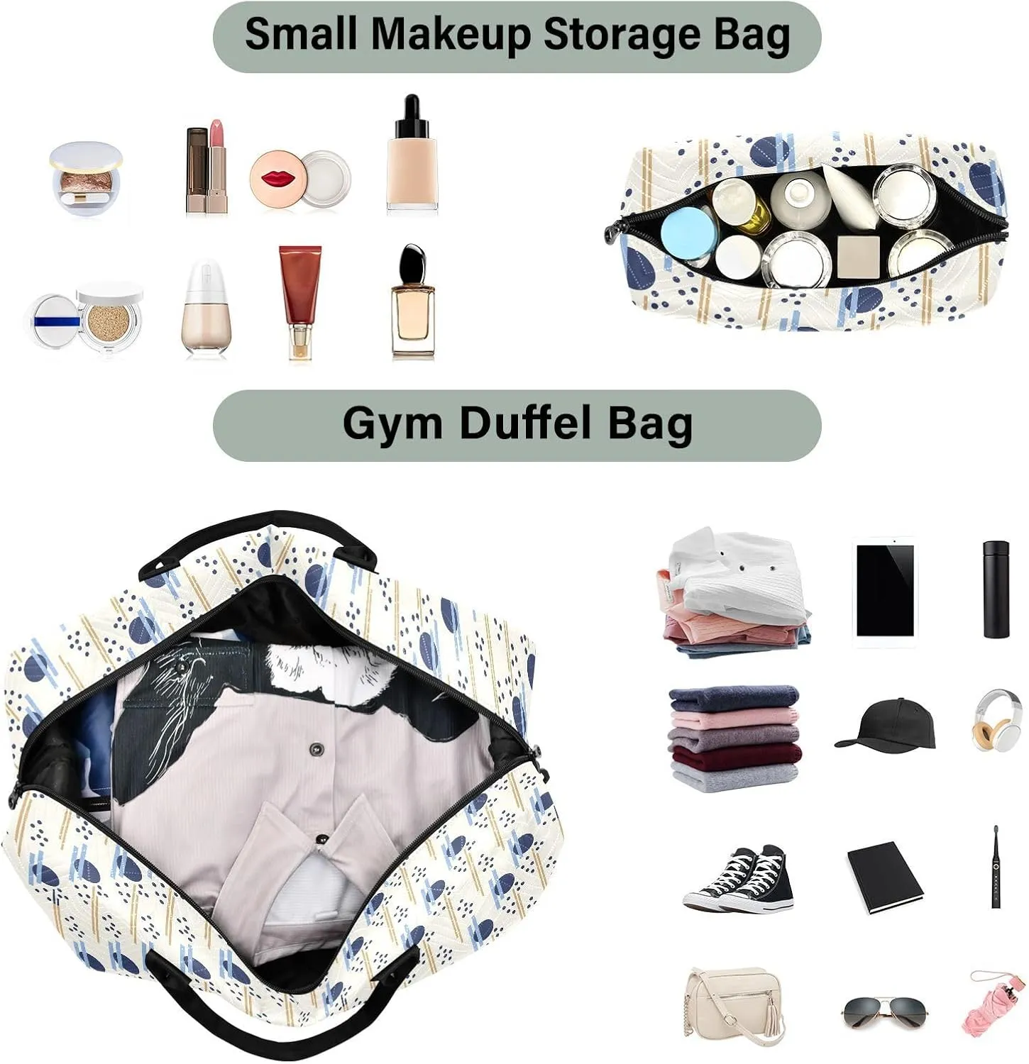 Aslsiy Travel Duffel Bags for Women Abstract Geometric Dots Sports Duffel Bags Lines Weekender Bags Gym Bag with Toiletry Bag Carry on Overnight Bag