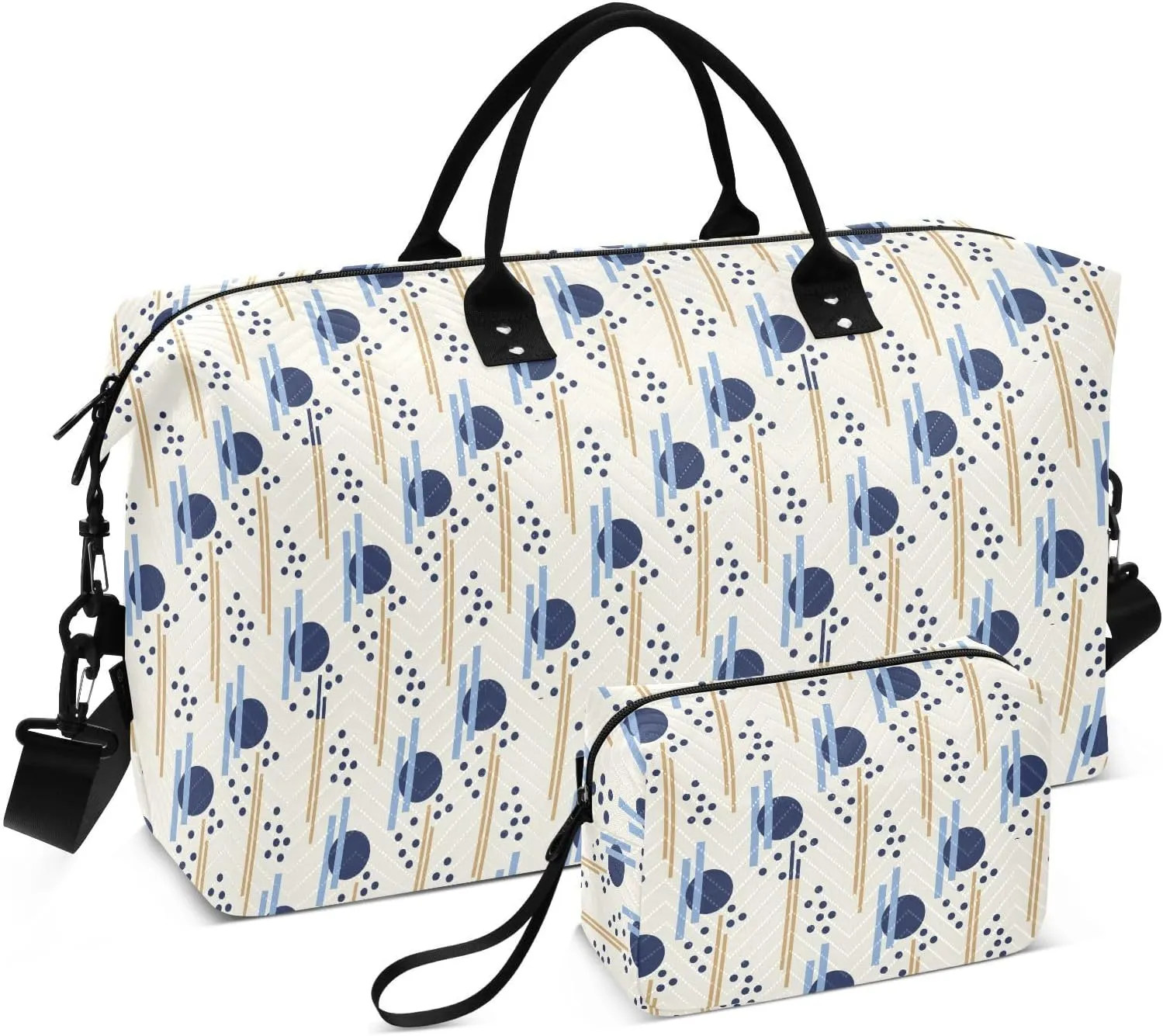 Aslsiy Travel Duffel Bags for Women Abstract Geometric Dots Sports Duffel Bags Lines Weekender Bags Gym Bag with Toiletry Bag Carry on Overnight Bag