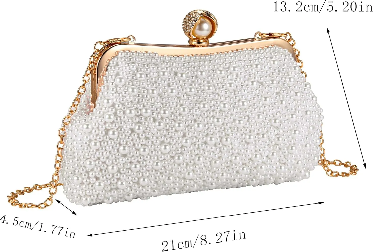 Ayliss Pearl Clutch Purses for Women Wedding Bridal Evening Small Clutch Crossbody Handbag Full Beaded Parites Prom