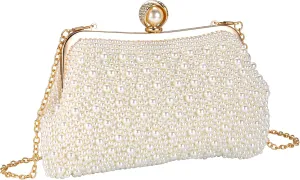Ayliss Pearl Clutch Purses for Women Wedding Bridal Evening Small Clutch Crossbody Handbag Full Beaded Parites Prom