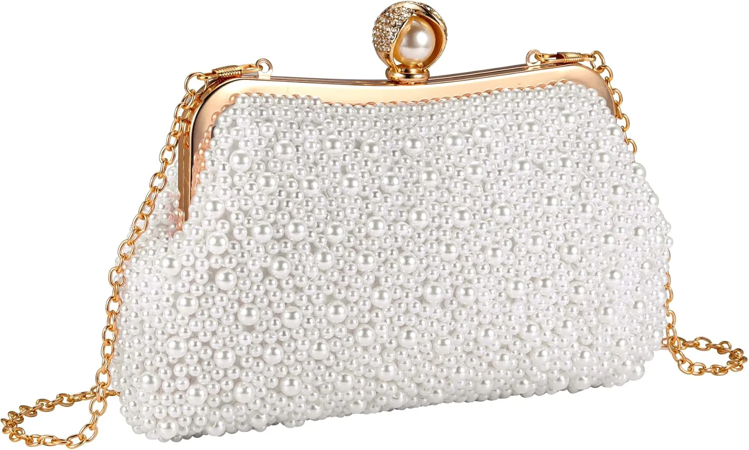 Ayliss Pearl Clutch Purses for Women Wedding Bridal Evening Small Clutch Crossbody Handbag Full Beaded Parites Prom