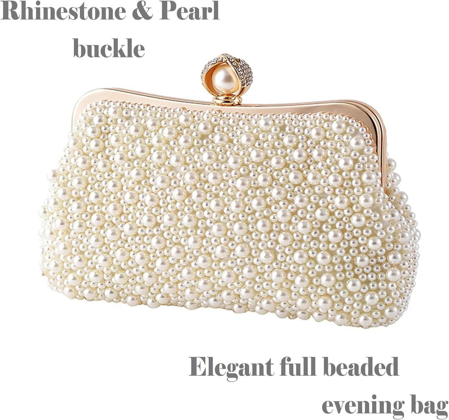 Ayliss Pearl Clutch Purses for Women Wedding Bridal Evening Small Clutch Crossbody Handbag Full Beaded Parites Prom