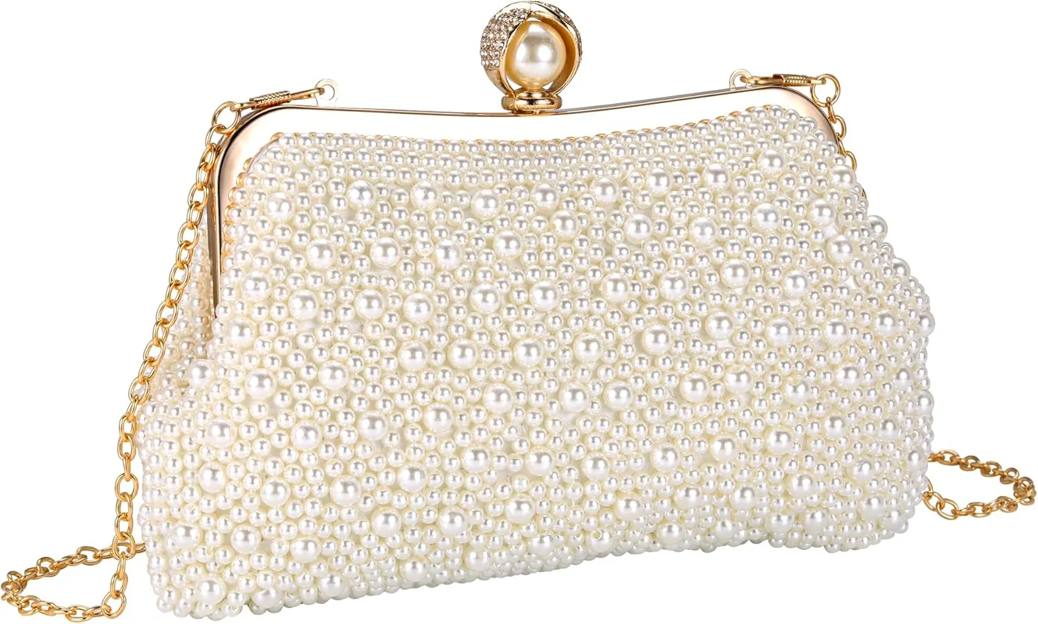 Ayliss Pearl Clutch Purses for Women Wedding Bridal Evening Small Clutch Crossbody Handbag Full Beaded Parites Prom