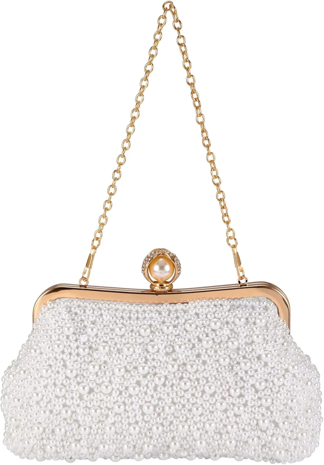 Ayliss Pearl Clutch Purses for Women Wedding Bridal Evening Small Clutch Crossbody Handbag Full Beaded Parites Prom