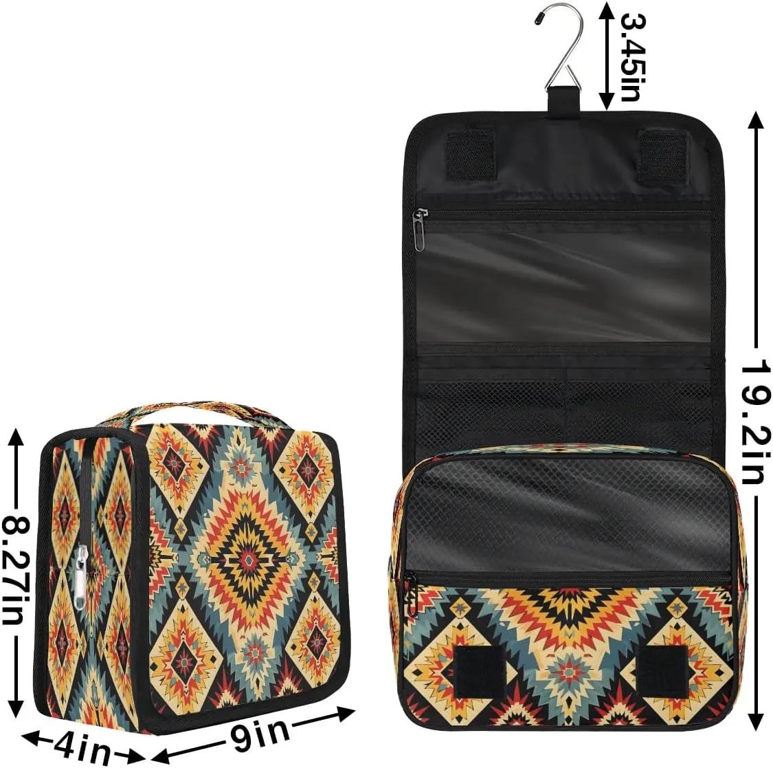 Aztec Western Hanging Toiletry Bag for Women Travel Makeup Bag Cosmetic Organizer Travel Toiletries Bag for Men