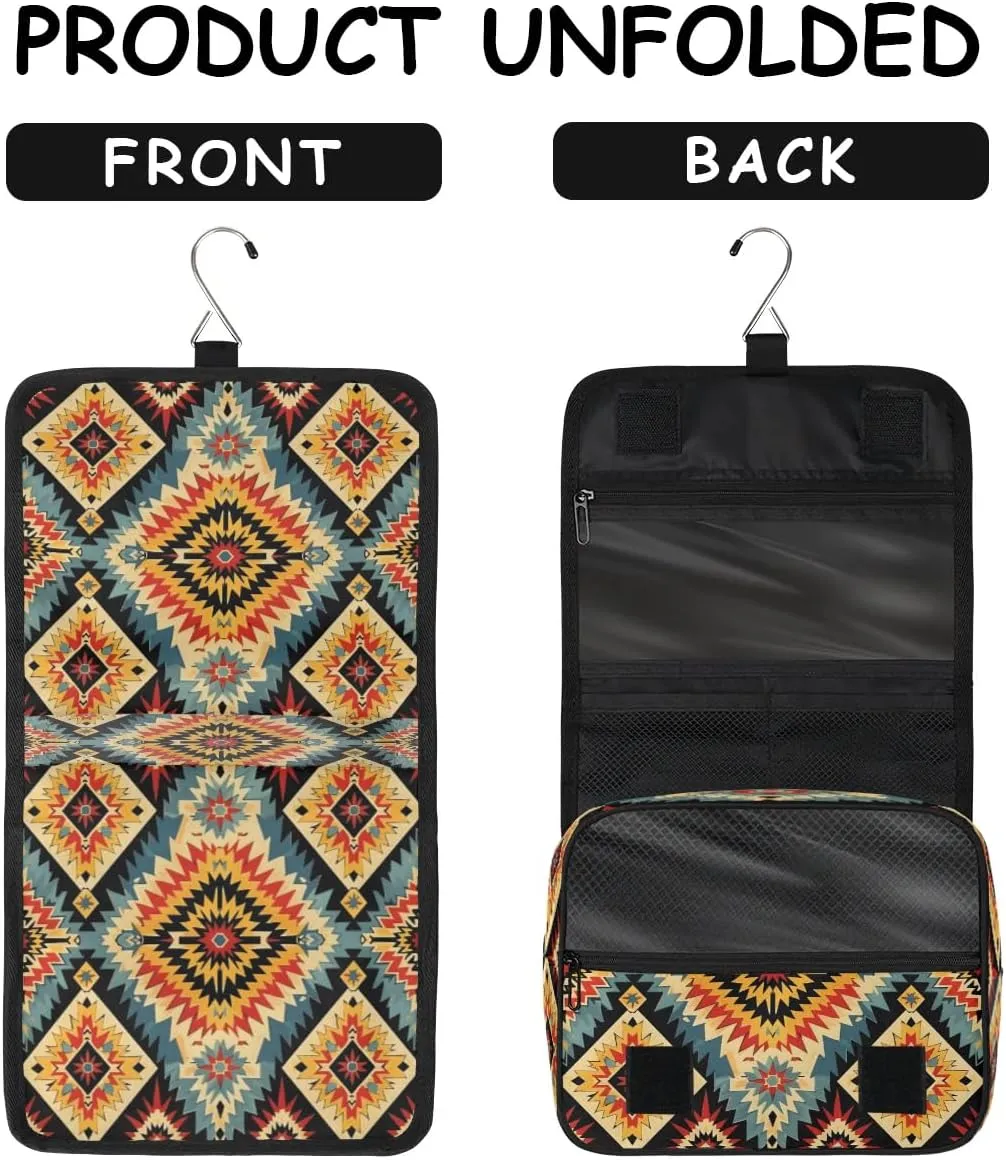 Aztec Western Hanging Toiletry Bag for Women Travel Makeup Bag Cosmetic Organizer Travel Toiletries Bag for Men