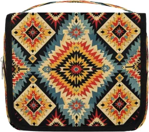 Aztec Western Hanging Toiletry Bag for Women Travel Makeup Bag Cosmetic Organizer Travel Toiletries Bag for Men