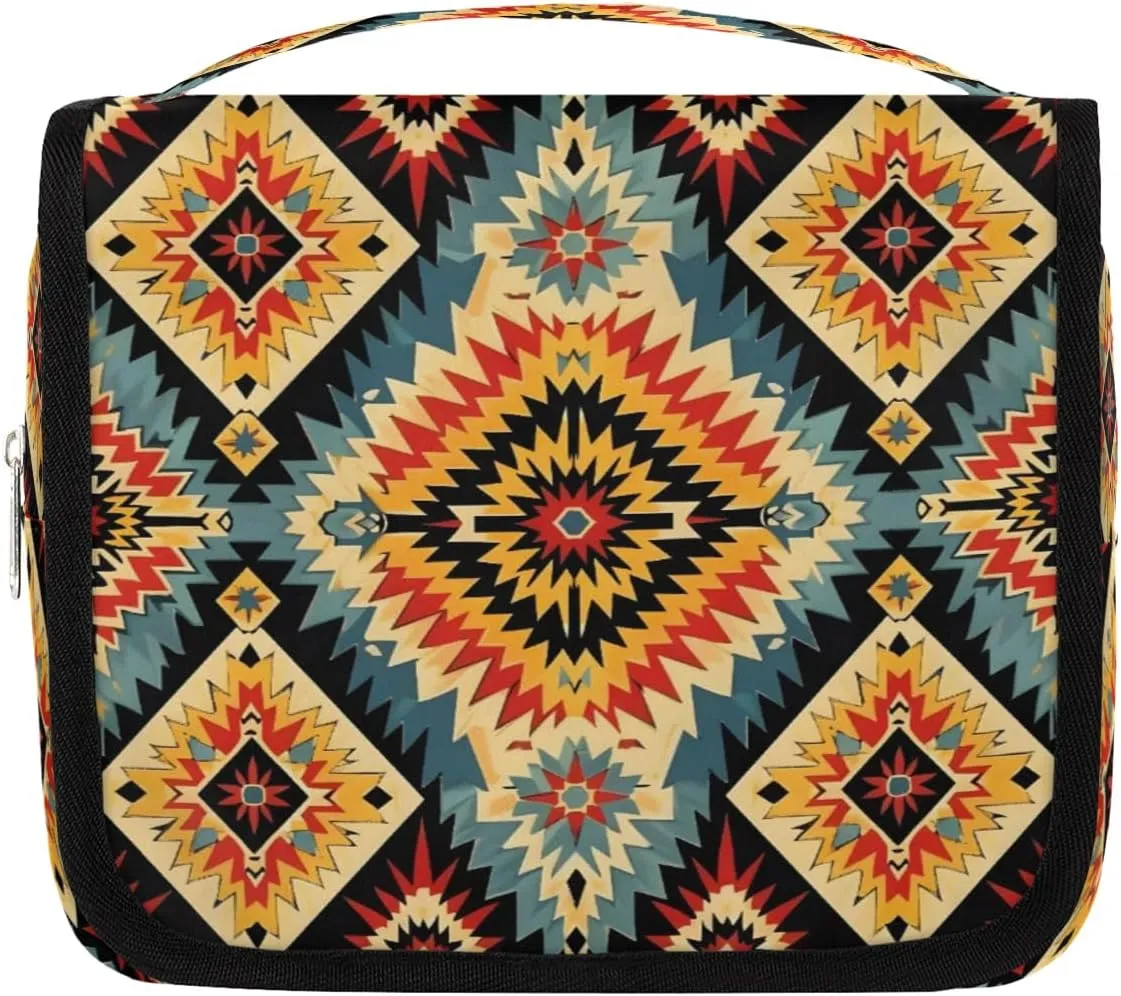 Aztec Western Hanging Toiletry Bag for Women Travel Makeup Bag Cosmetic Organizer Travel Toiletries Bag for Men