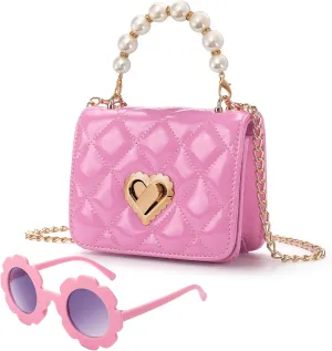 Baby Purse for Toddlers, Kids Heart Lock Purses with Glasses, Girls Purses for Kids 1-10, Toddler Bag Gift