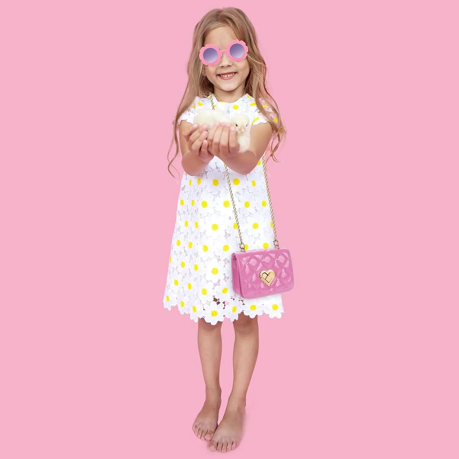 Baby Purse for Toddlers, Kids Heart Lock Purses with Glasses, Girls Purses for Kids 1-10, Toddler Bag Gift