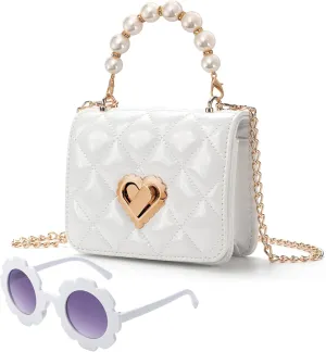 Baby Purse for Toddlers, Kids Heart Lock Purses with Glasses, Girls Purses for Kids 1-10, Toddler Bag Gift