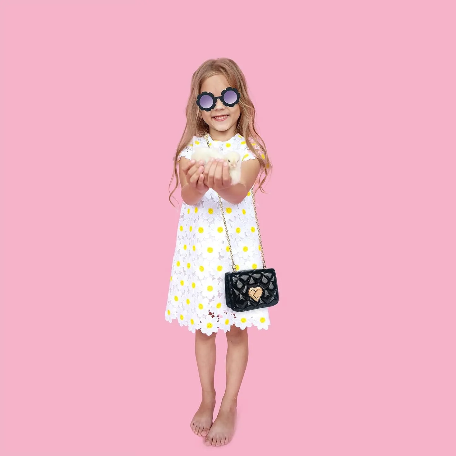 Baby Purse for Toddlers, Kids Heart Lock Purses with Glasses, Girls Purses for Kids 1-10, Toddler Bag Gift