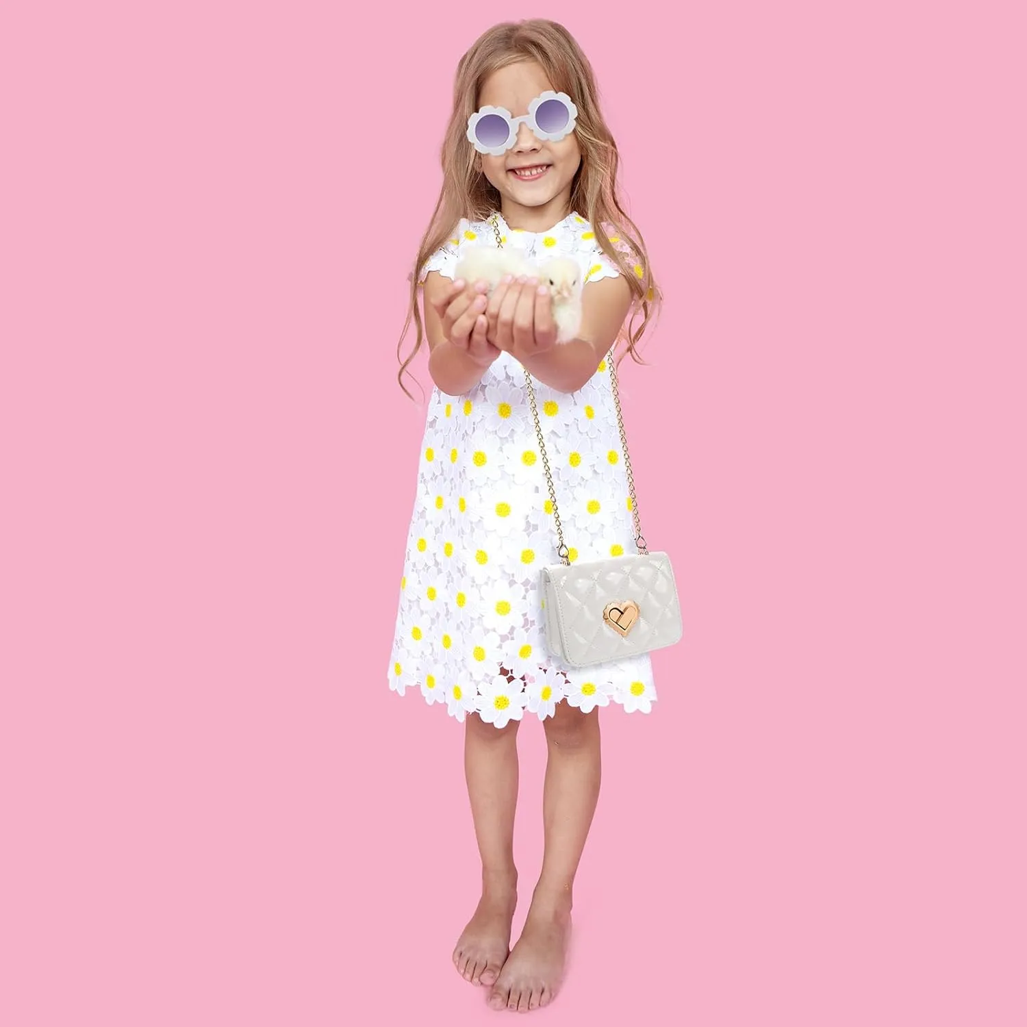 Baby Purse for Toddlers, Kids Heart Lock Purses with Glasses, Girls Purses for Kids 1-10, Toddler Bag Gift