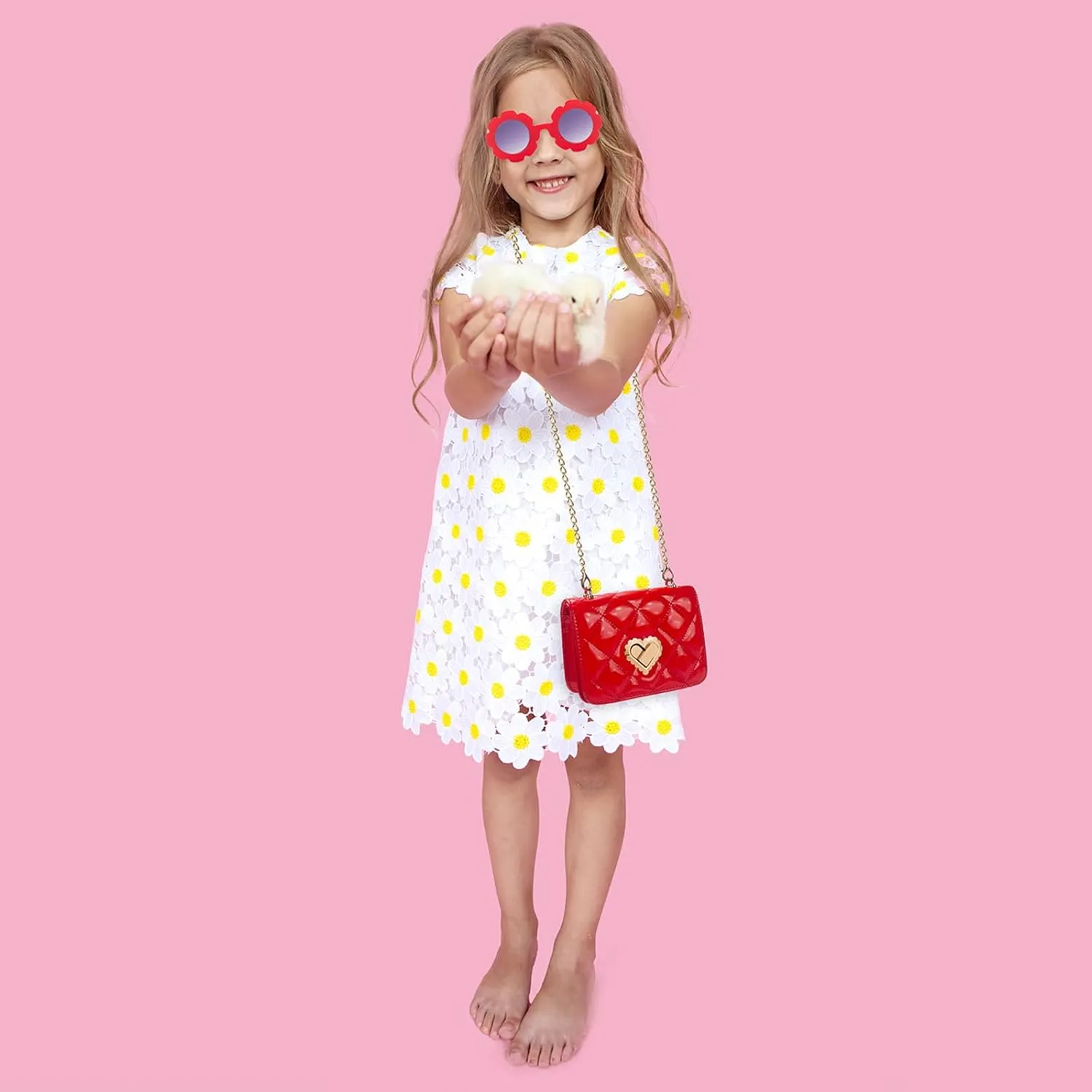 Baby Purse for Toddlers, Kids Heart Lock Purses with Glasses, Girls Purses for Kids 1-10, Toddler Bag Gift