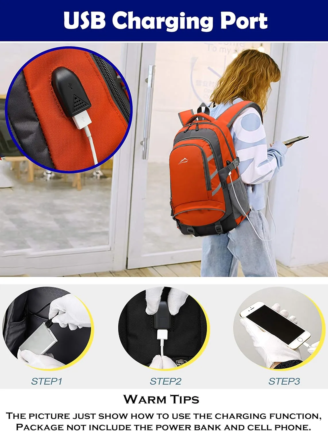 Backpack for Laptop Large Travel College Bookbag Gift Business with USB Port