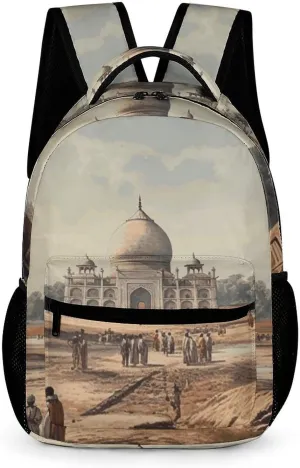 Backpack for Men Women Lightweight Bookbag Historical Site Painting Laptop Backpack Adjustable Casual Daypack for Work Travel