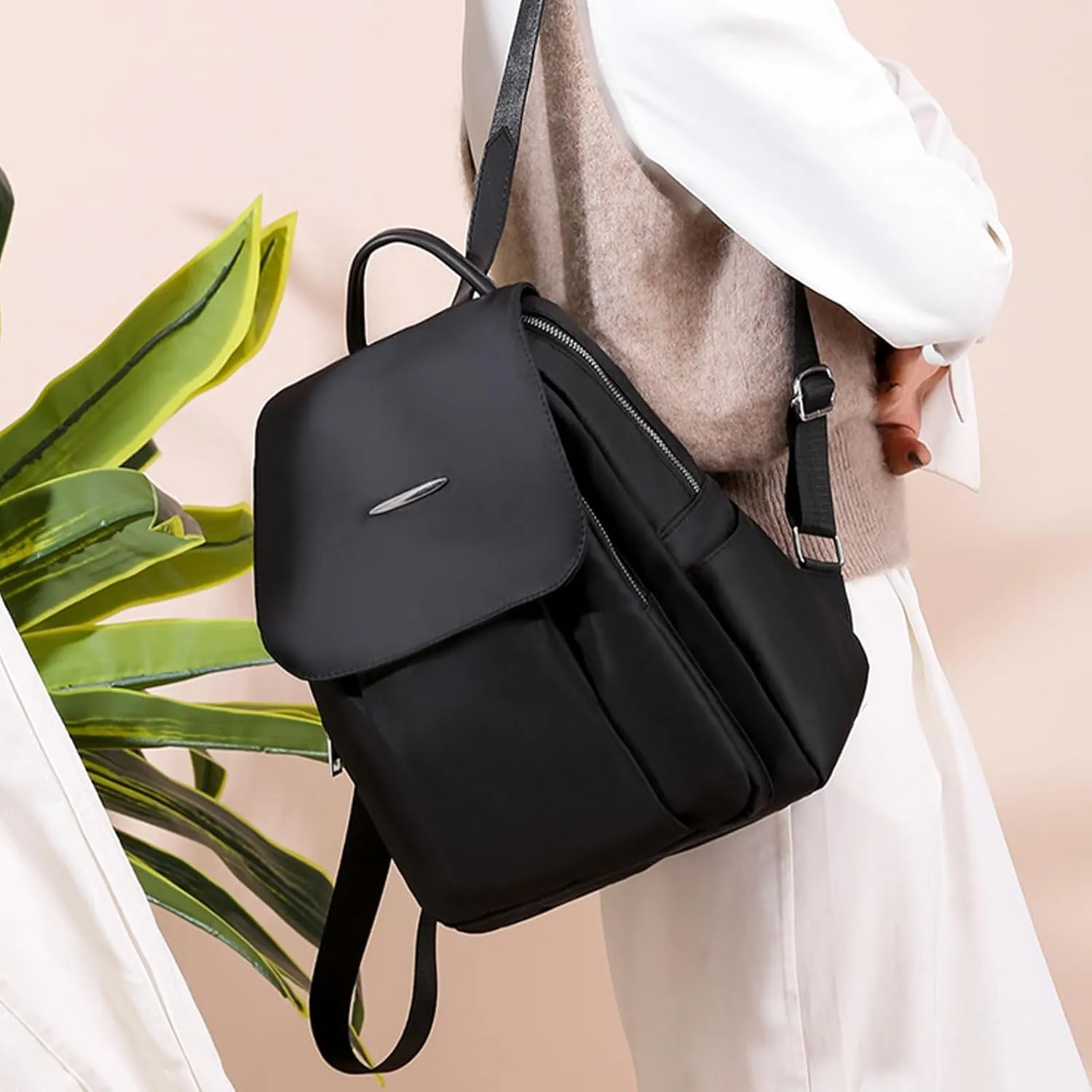 Backpack for Women Small Travel Backpack Purse Cute Lightweight Back Pack Black Nylon Small Purses