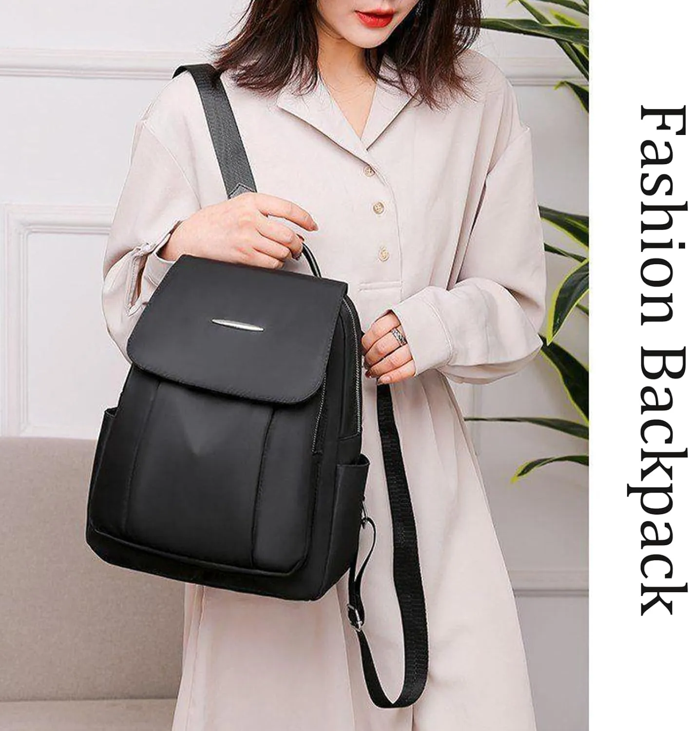 Backpack for Women Small Travel Backpack Purse Cute Lightweight Back Pack Black Nylon Small Purses