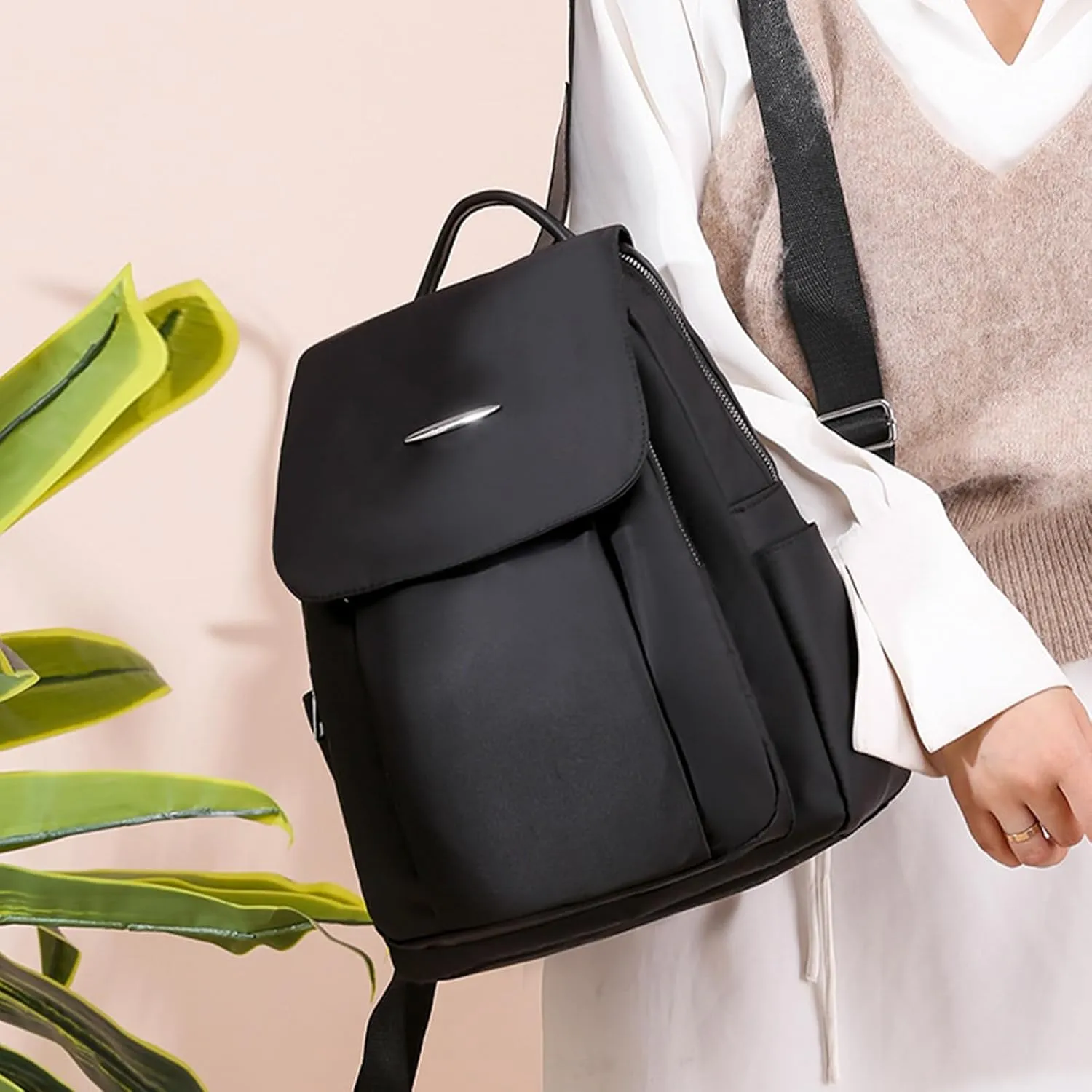 Backpack for Women Small Travel Backpack Purse Cute Lightweight Back Pack Black Nylon Small Purses