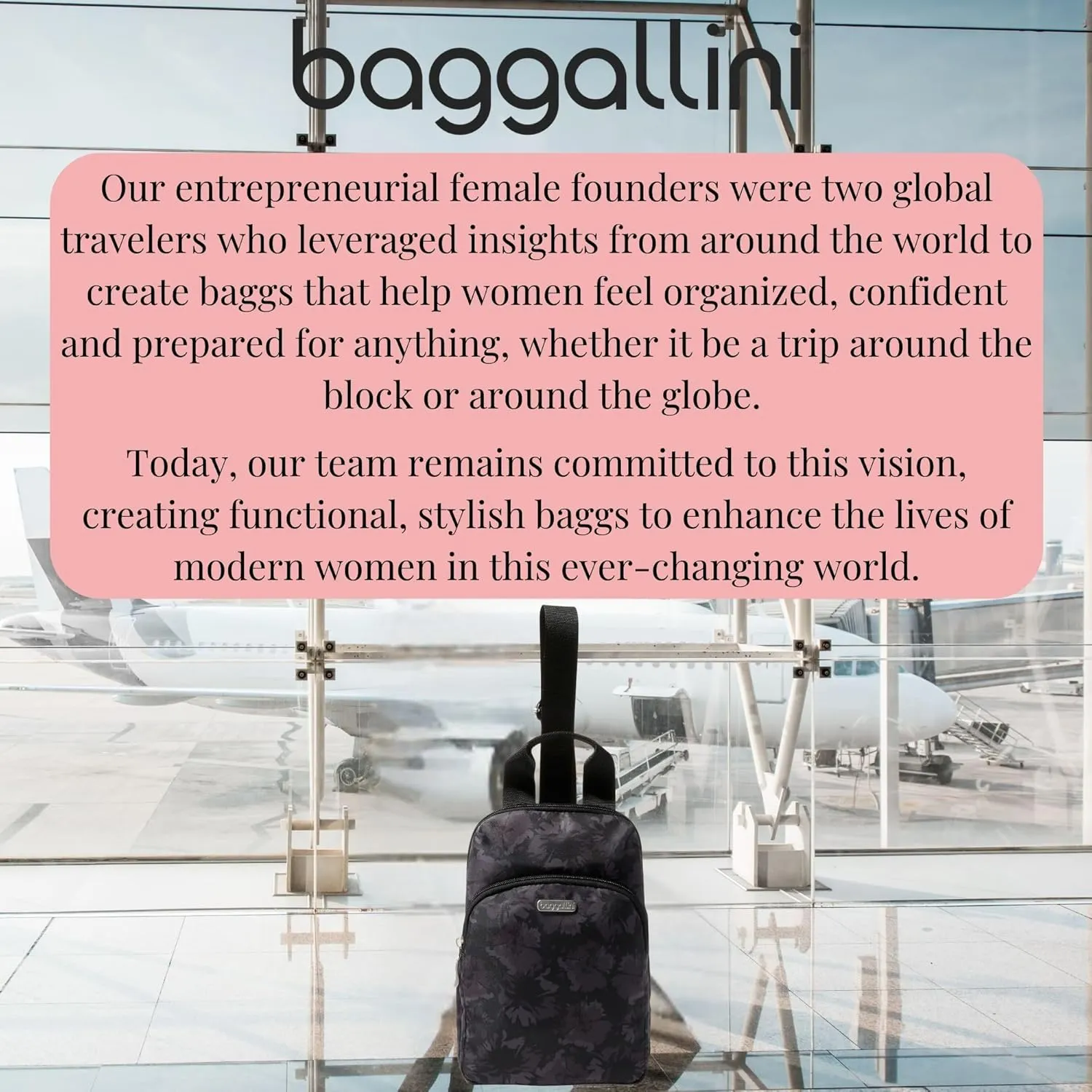 Baggallini Essential Small 12x7 Inch Sling Crossbody Bag with Convertible Adjustable Shoulder Strap