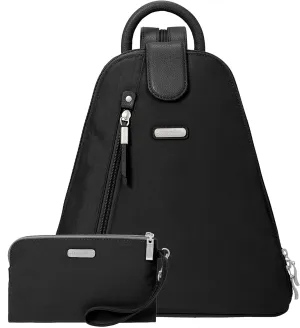 Baggallini Metro Backpack with RFID Phone Wristlet - 9x11 Convertible Sling Bag for Women with Adjustable Shoulder Straps