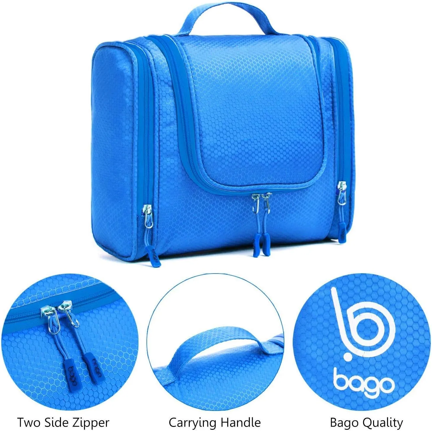 bago Travel Toiletry Bag for Women and Men - Large Waterproof Hanging Large Toiletry Bag for Bathroom and Travel Bag for Toiletries Organizer -Travel Makeup Bag (Blue)