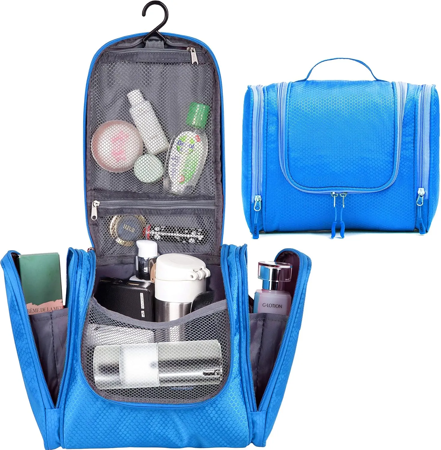 bago Travel Toiletry Bag for Women and Men - Large Waterproof Hanging Large Toiletry Bag for Bathroom and Travel Bag for Toiletries Organizer -Travel Makeup Bag (Blue)